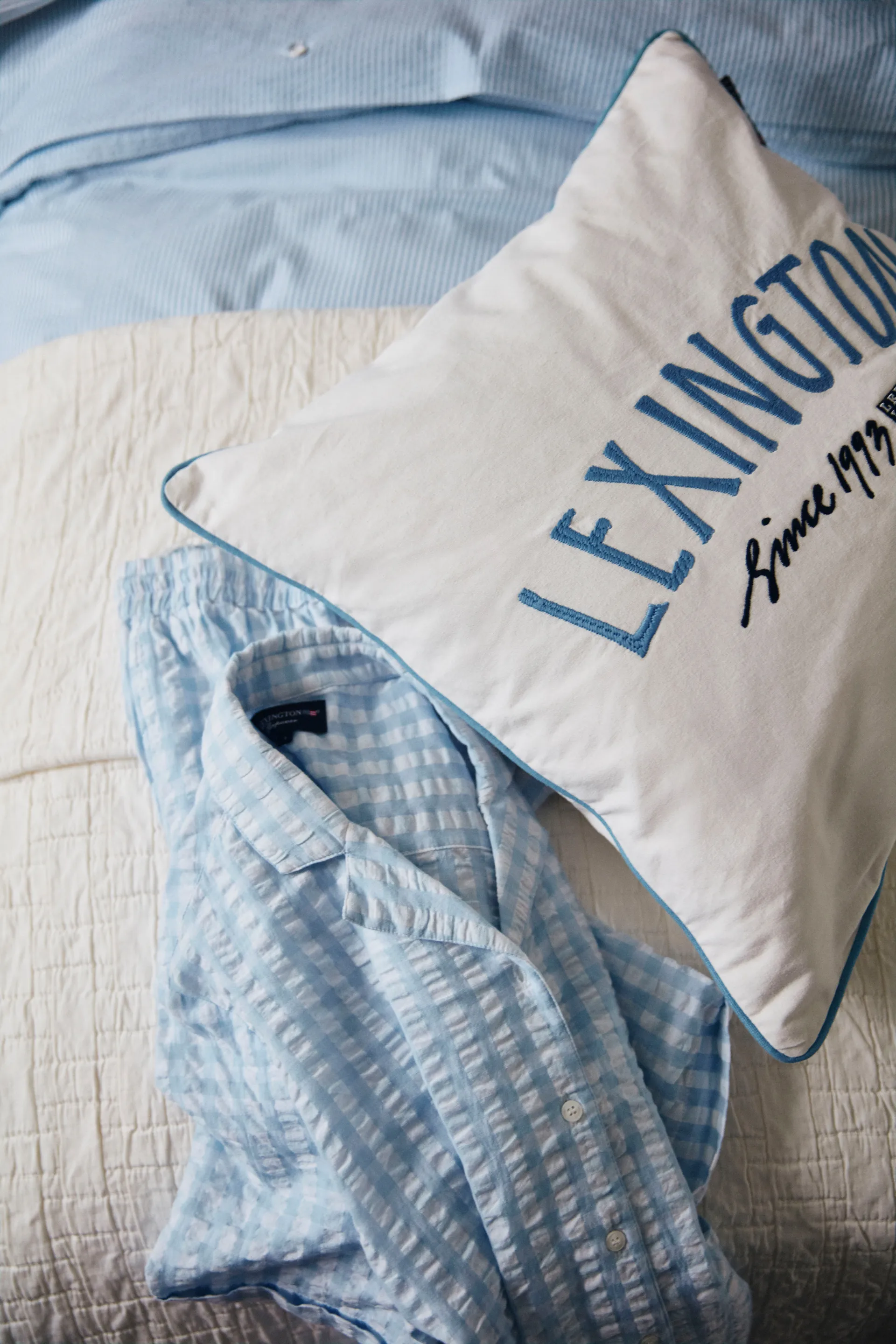 Since 1993 Organic Cotton putevar 50 x 50 cm, White-blue Lexington