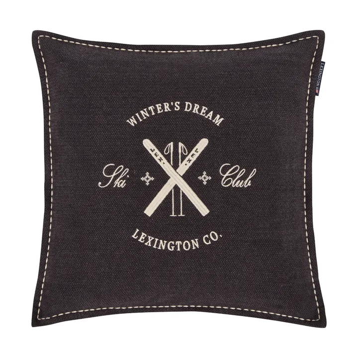 Ski Club økologisk bomull putetrekk - Navy-Light beige, 50x50 cm - Lexington