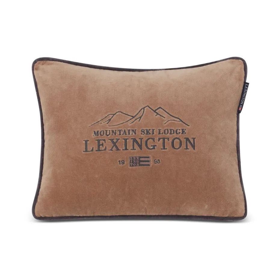 Ski Lodge Organic Cotton Velvet pute 30 x 40 cm, Beige-dark gray Lexington