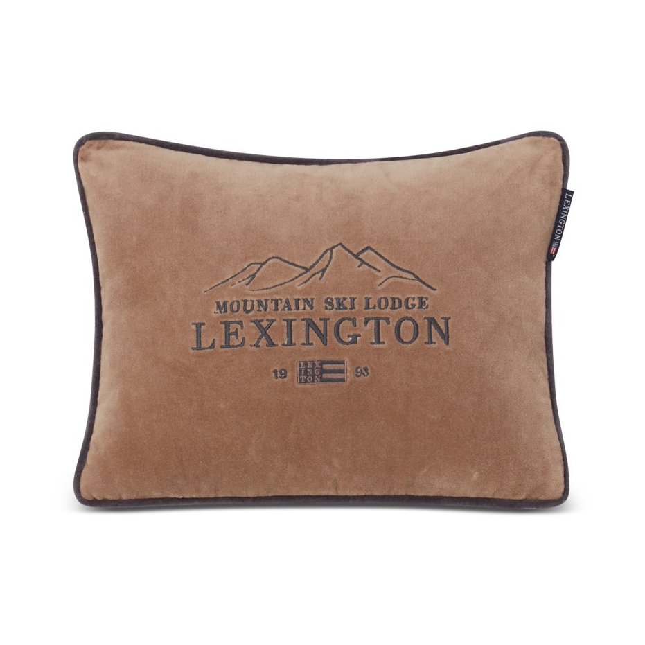 Bilde av Lexington Ski Lodge Organic Cotton Velvet pute 30 x 40 cm Beige-dark gray
