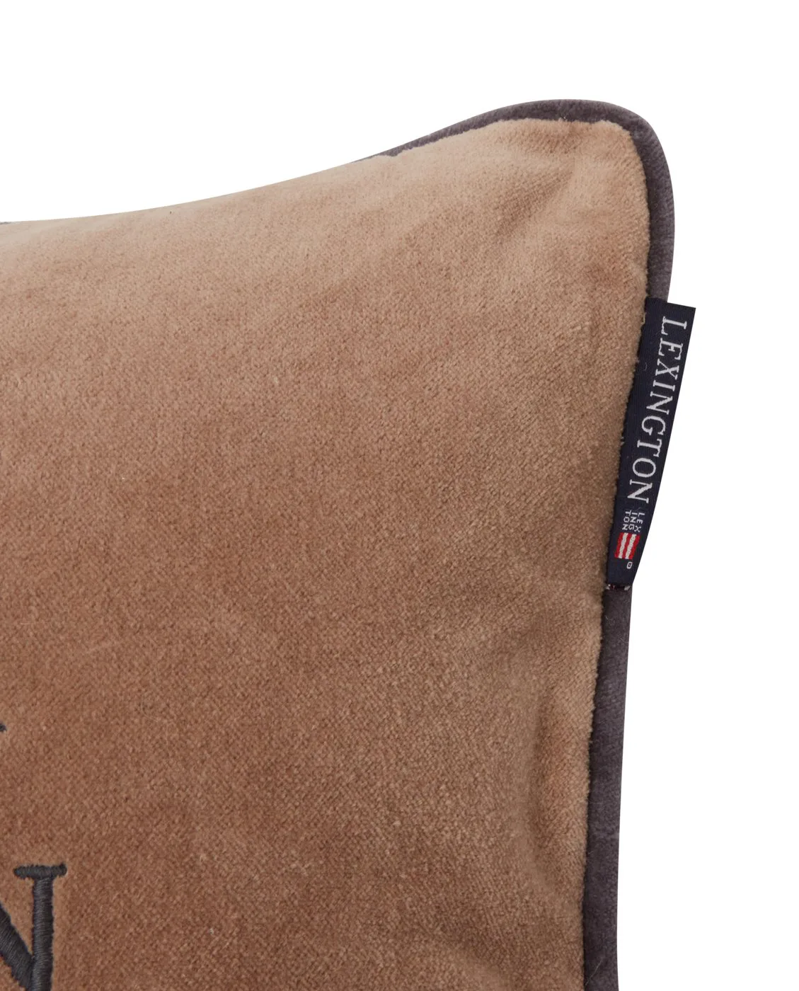 Ski Lodge Organic Cotton Velvet pute 30 x 40 cm, Beige-dark gray Lexington