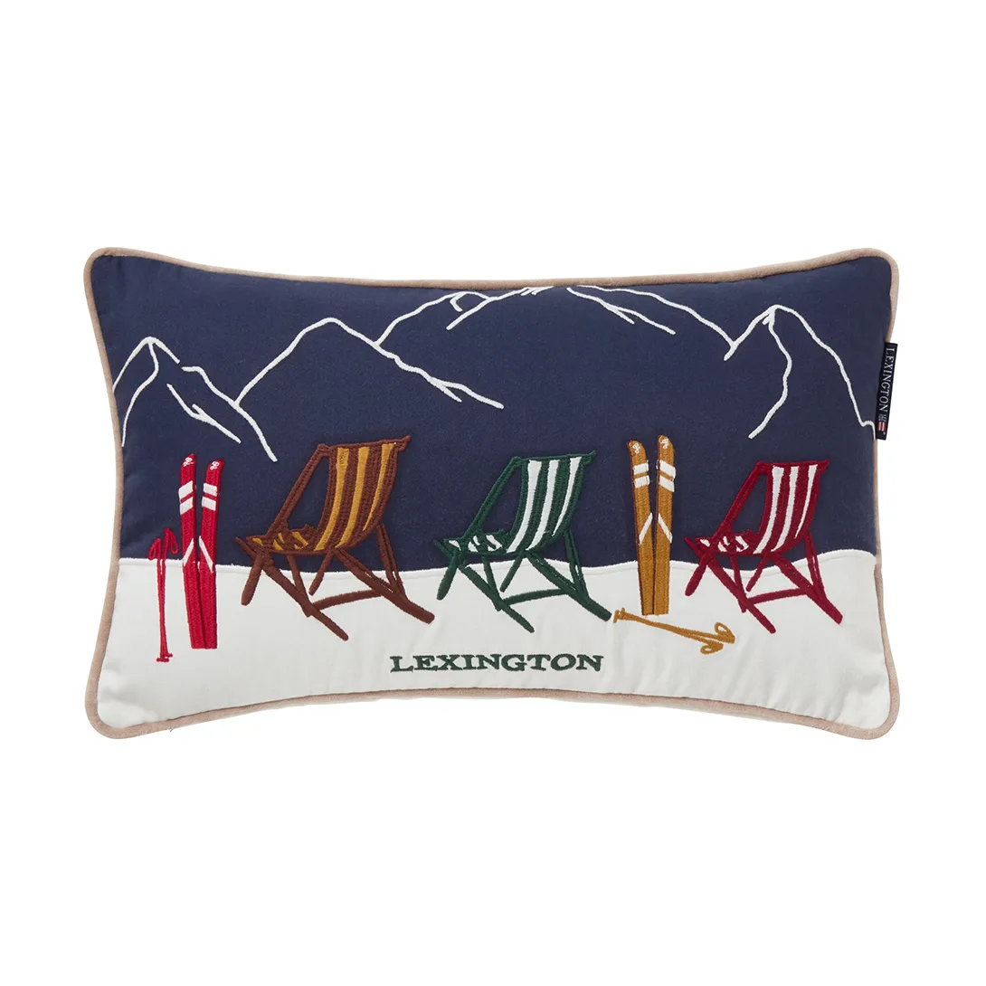 Ski resort økologisk bomull twill pute 30x50 cm, White-Dark blue Lexington