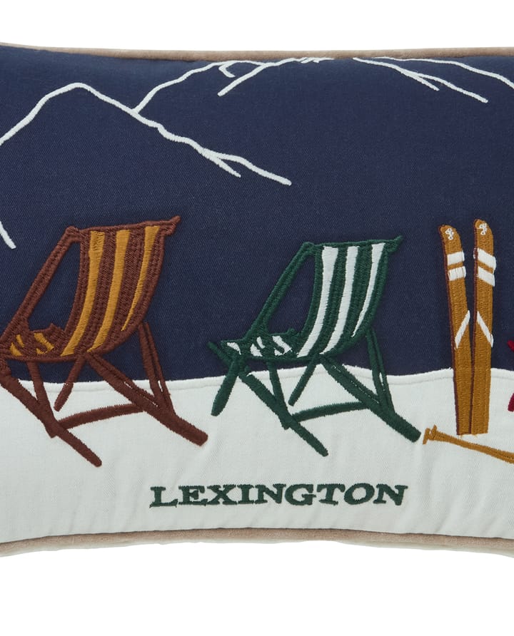Ski resort økologisk bomull twill pute 30x50 cm, White-Dark blue Lexington