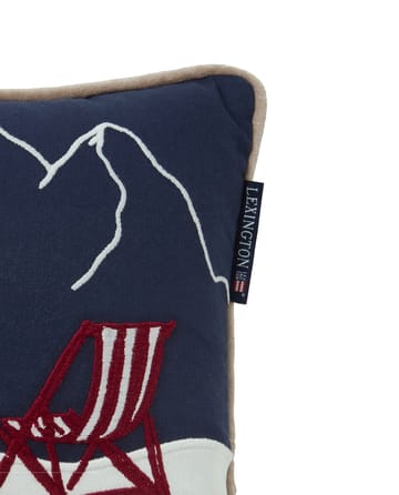 Ski resort økologisk bomull twill pute 30x50 cm - White-Dark blue - Lexington