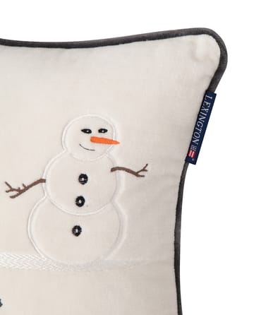 Snowmen Embroided Cotton Velvet pute 30 x 40 cm - Snow white-dark gray - Lexington
