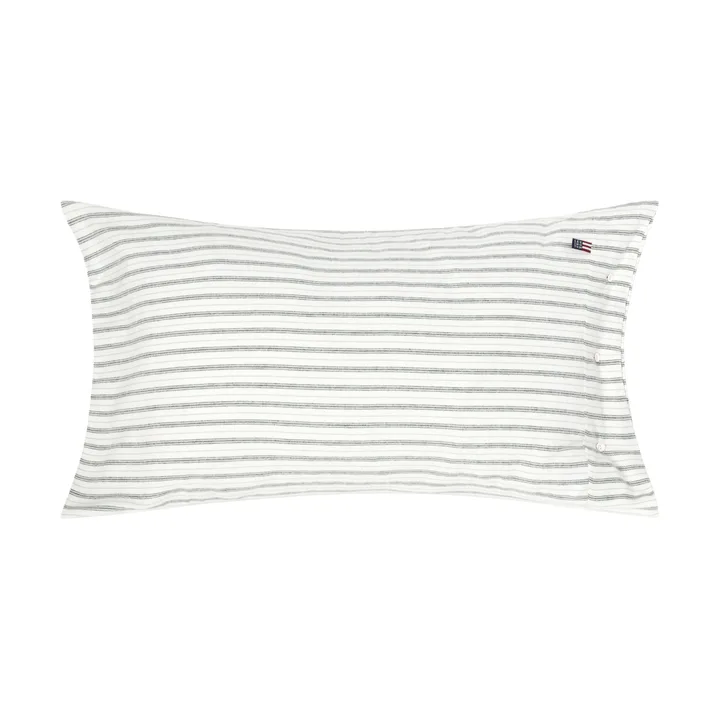 Stripe cotton flannel putetrekk - White-green-beige, 50x90 cm - Lexington