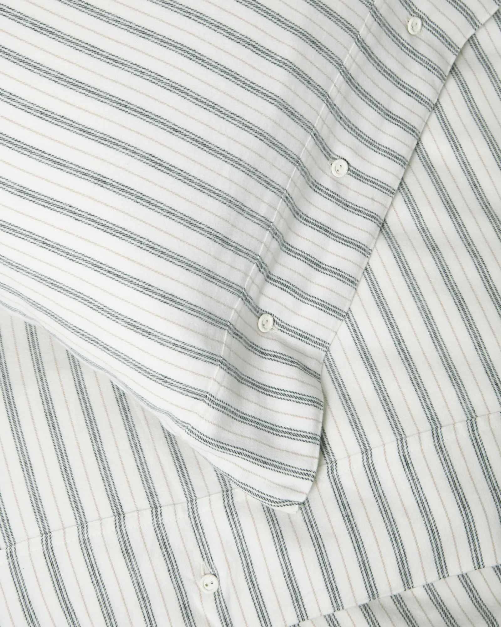 Stripe cotton flannel sengesett, White-green-beige, 2 st 50x60 cm/1 st 220x220 cm Lexington
