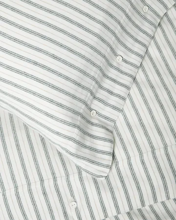 Stripe cotton flannel sengesett - White-green-beige, 2 st 50x60 cm/1 st 220x220 cm - Lexington
