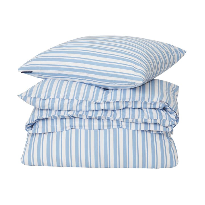 Striped cotton Poplin sengetøysett - White-blue, 2 putetrekk - Lexington