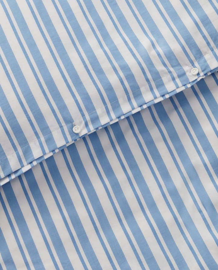 Striped cotton Poplin sengetøysett - White-blue, 2 putetrekk - Lexington