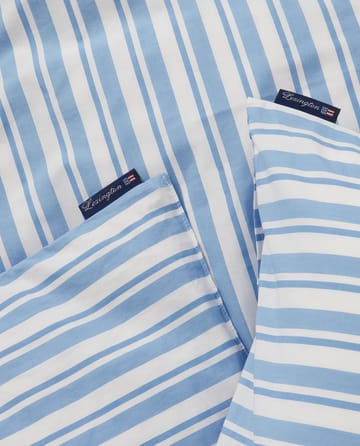 Striped cotton Poplin sengetøysett - White-blue, 2 putetrekk - Lexington