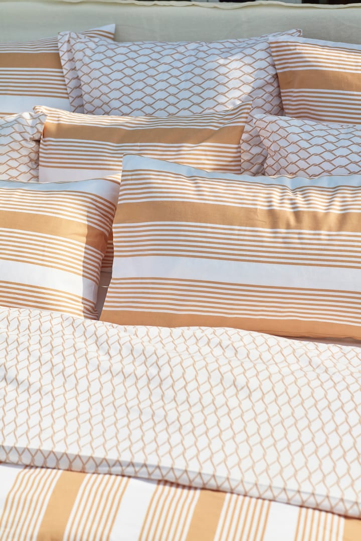 Striped Cotton Sateen sengesett 150 x 210 cm, Beige-hvit Lexington