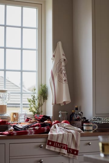 Striped Cotton Terry jacquard kjøkkenhåndkle 50 x 70 cm - Beige-red - Lexington