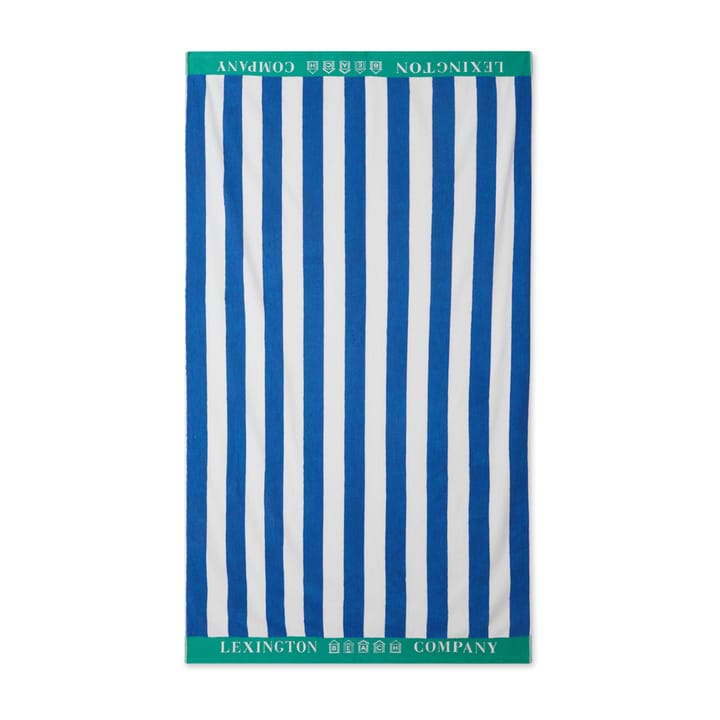 Striped Cotton Terry strandhåndkle 100 x 180 cm - Blå-hvit-grønn - Lexington