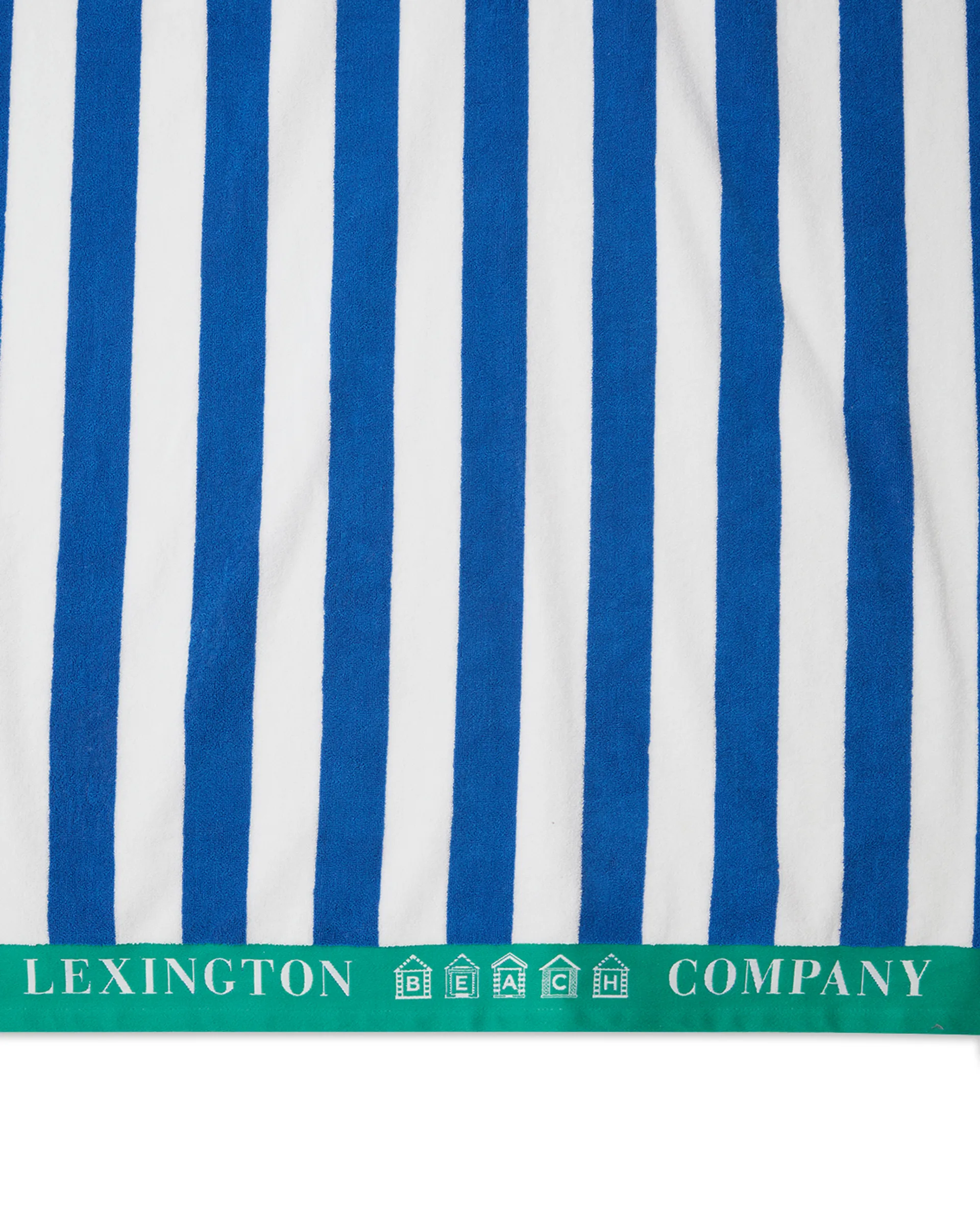 Striped Cotton Terry strandhåndkle 100 x 180 cm, Blå-hvit-grønn Lexington