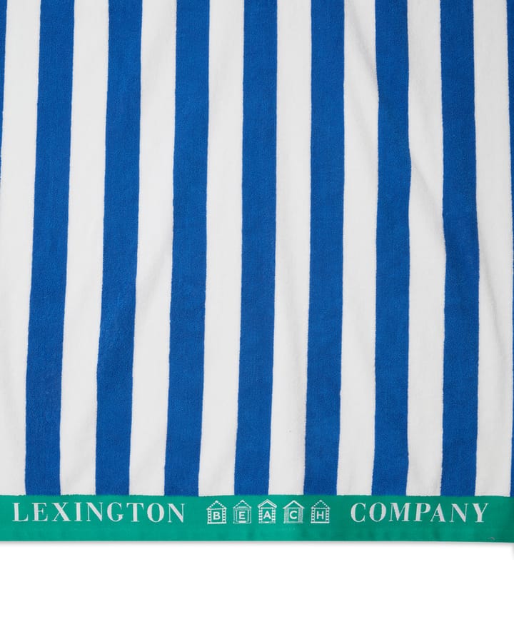 Striped Cotton Terry strandhåndkle 100 x 180 cm, Blå-hvit-grønn Lexington