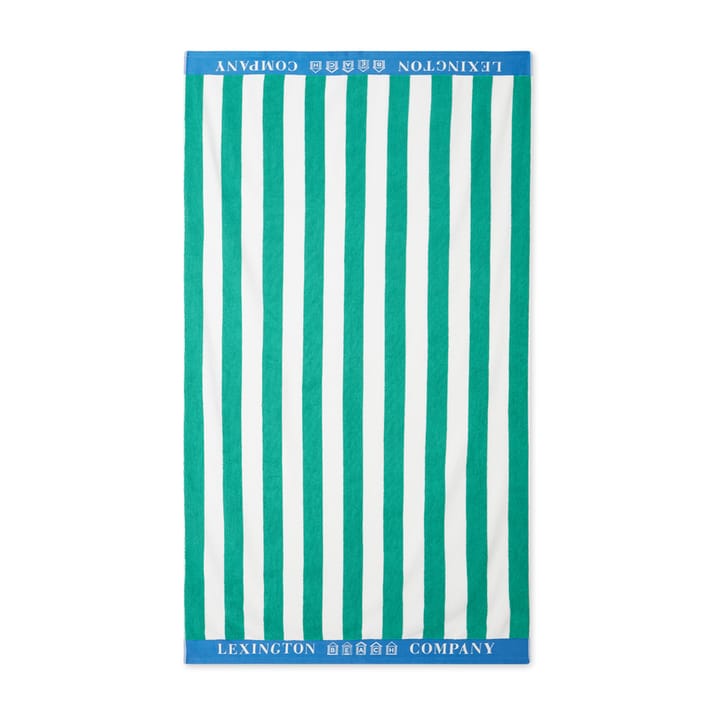 Striped Cotton Terry strandhåndkle 100 x 180 cm - Grønn-blå-hvit - Lexington