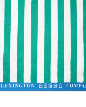 Striped Cotton Terry strandhåndkle 100 x 180 cm - Grønn-blå-hvit - Lexington