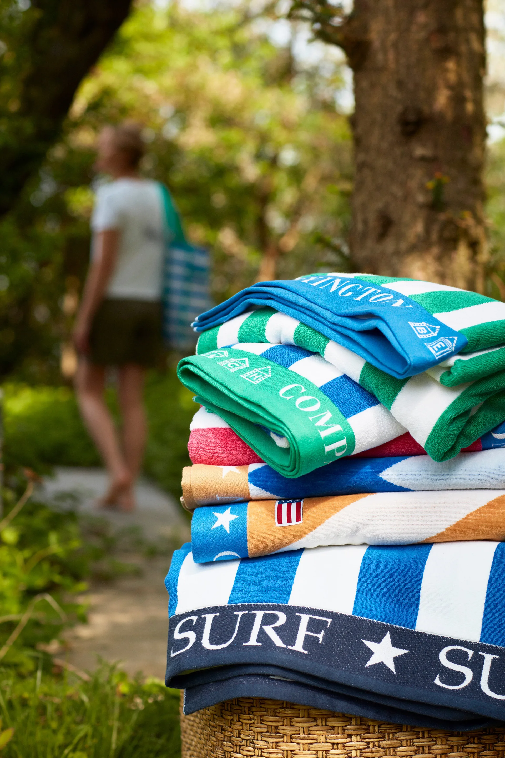 Striped Family strandhåndkle 200 x 180 cm, Blå-hvit Lexington