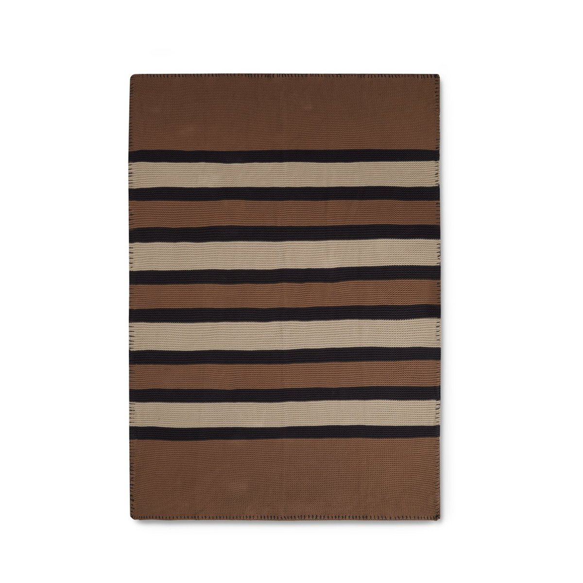 Bilde av Lexington Striped Knitted Cotton pledd 130 x 170 cm Brown-beige-dark gray
