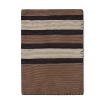 Striped Knitted Cotton pledd 130 x 170 cm - Brown-beige-dark gray - Lexington