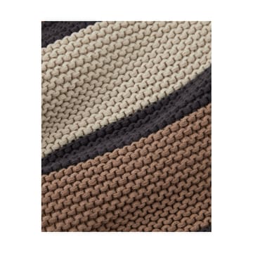 Striped Knitted Cotton pledd 130 x 170 cm - Brown-beige-dark gray - Lexington