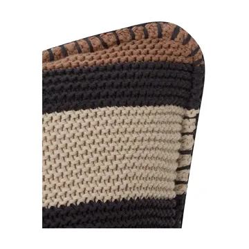 Striped Knitted Cotton putetrekk 50 x 50 cm - Brown-dark gray-light beige - Lexington