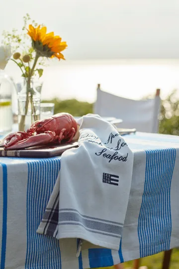 Striped Linen Cotton duk 150 x 250 cm - Blå-hvit - Lexington