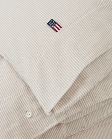 Striped Organic Cotton Flannel dynetrekk 150 x 210 cm - Beige-off white - Lexington