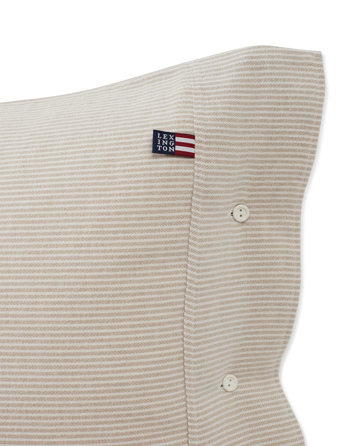 Striped Organic Cotton Flannel putevar 50 x 60 cm - Beige-off white - Lexington