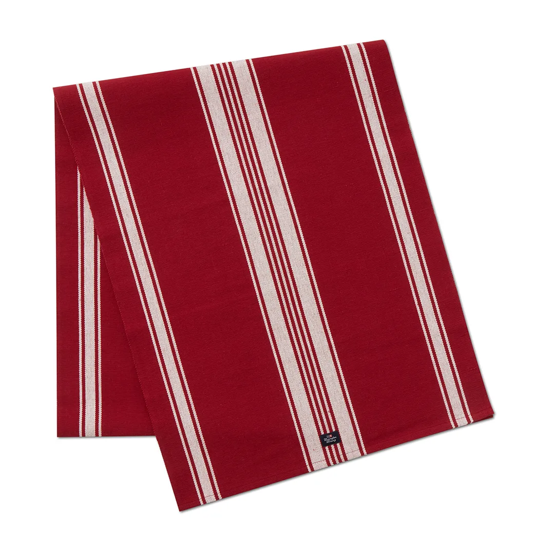 Striped Organic Cotton Rib løper 50 x 250 cm, Red-white Lexington