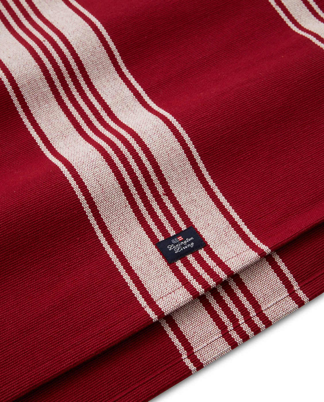 Striped Organic Cotton Rib løper 50 x 250 cm, Red-white Lexington