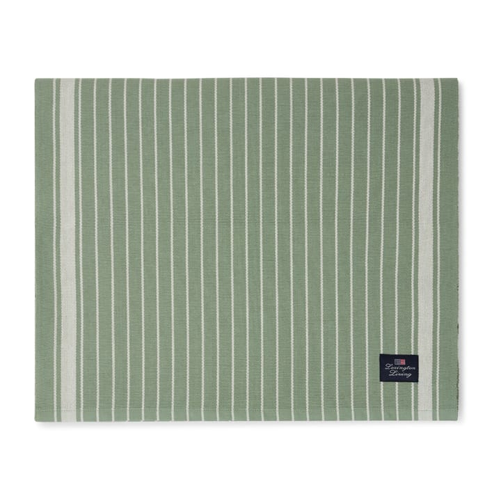 Striped Organic Cotton Rips løper 50 x 250 cm - Green-white - Lexington