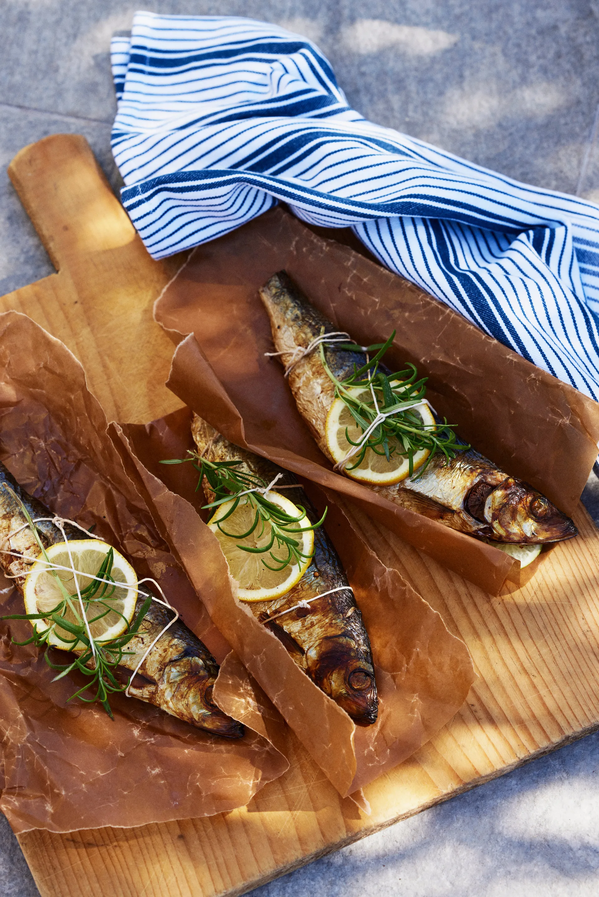 Striped Organic Cotton serviett 50x50 cm, Navy Lexington