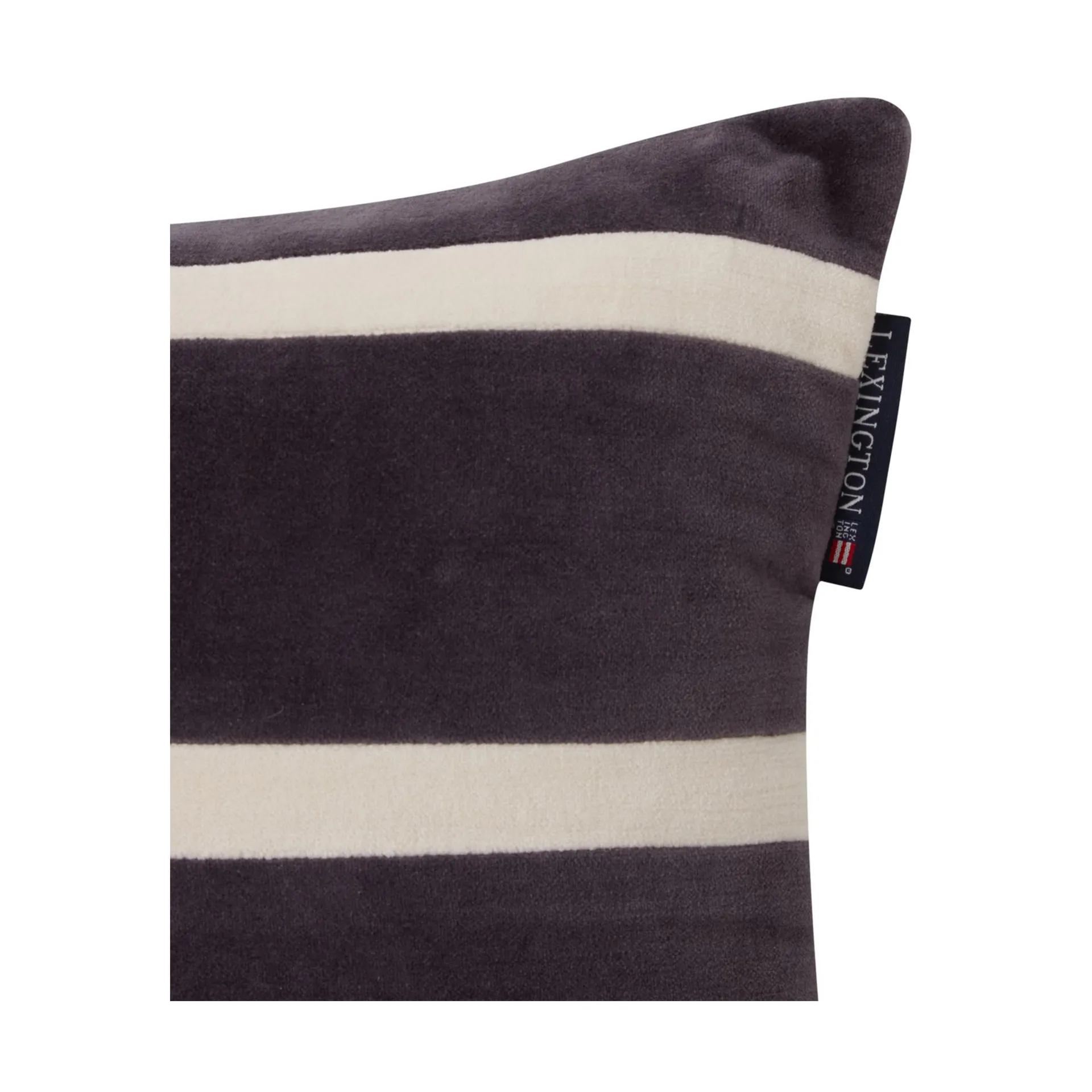 Striped Organic Cotton Velvet pute 30 x 40 cm, Dark gray-light beige Lexington