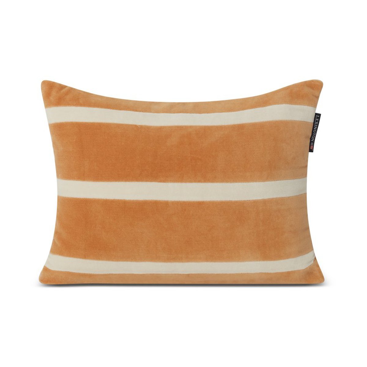 Bilde av Lexington Striped Organic Cotton Velvet pute 30 x 40 cm Mustard-light beige