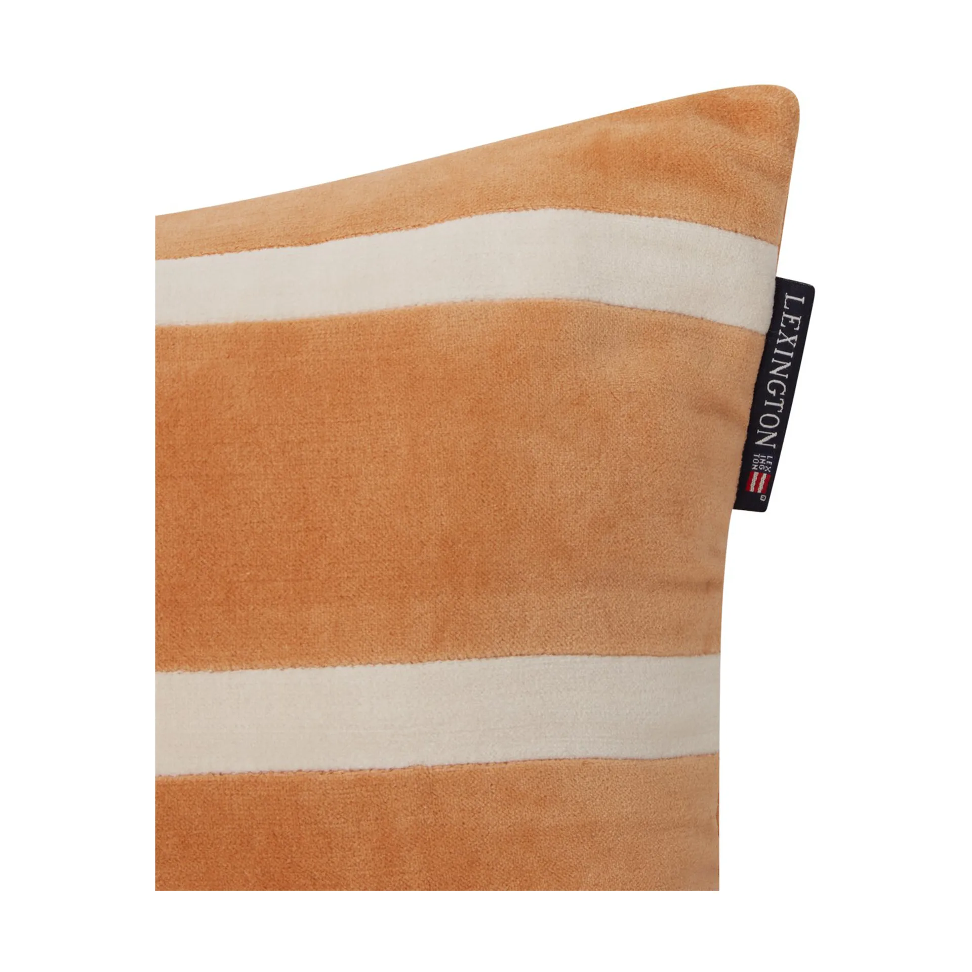 Striped Organic Cotton Velvet pute 30 x 40 cm, Mustard-light beige Lexington