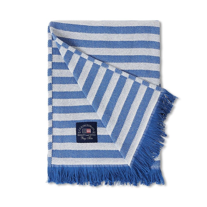 Striped Recycled Cotton pledd 130x170 cm, Blue-white Lexington