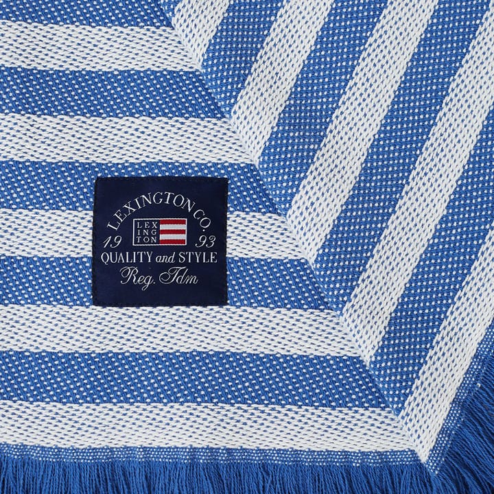 Striped Recycled Cotton pledd 130x170 cm, Blue-white Lexington