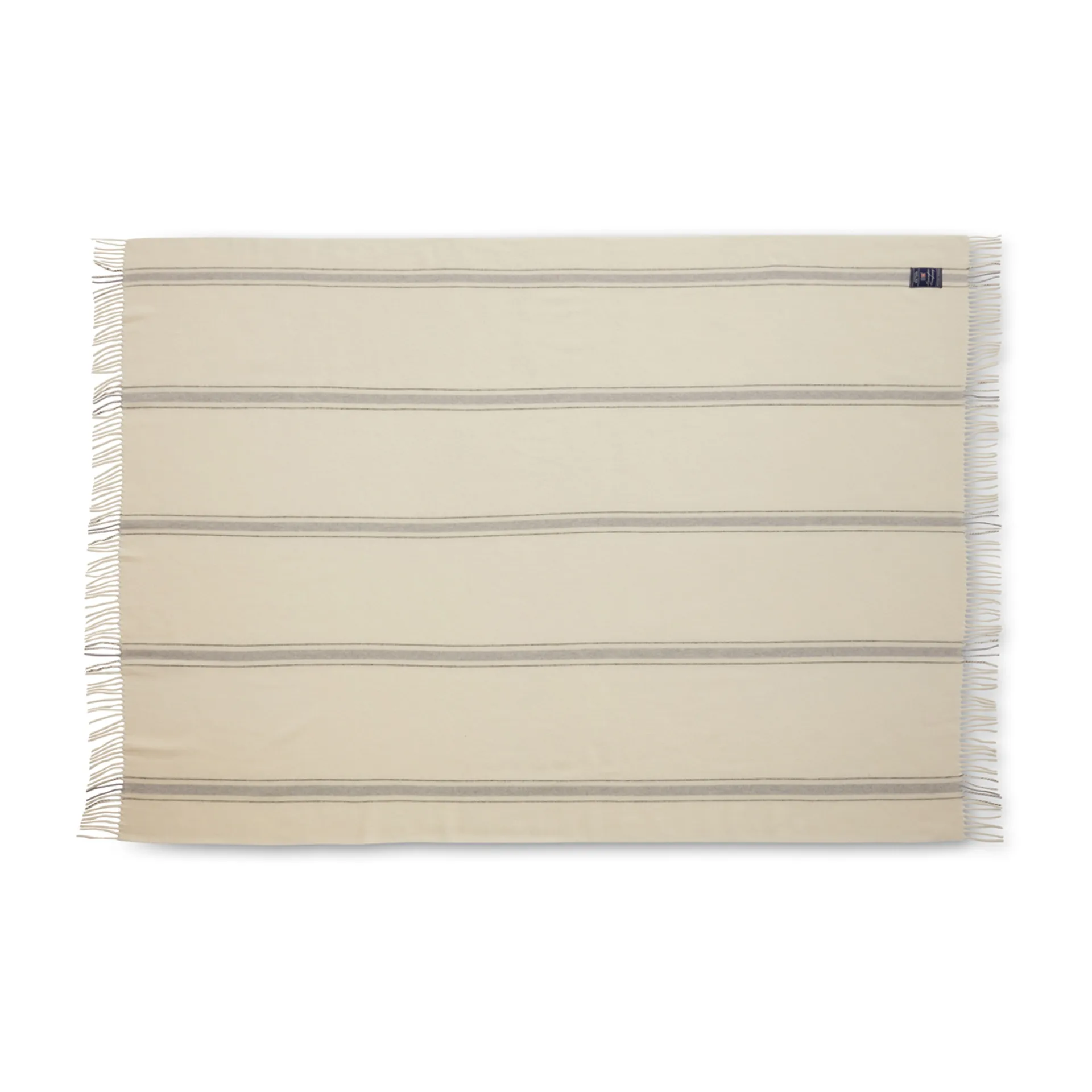 Striped Recycled ullpledd 130 x 170 cm, Offwhite-grå Lexington