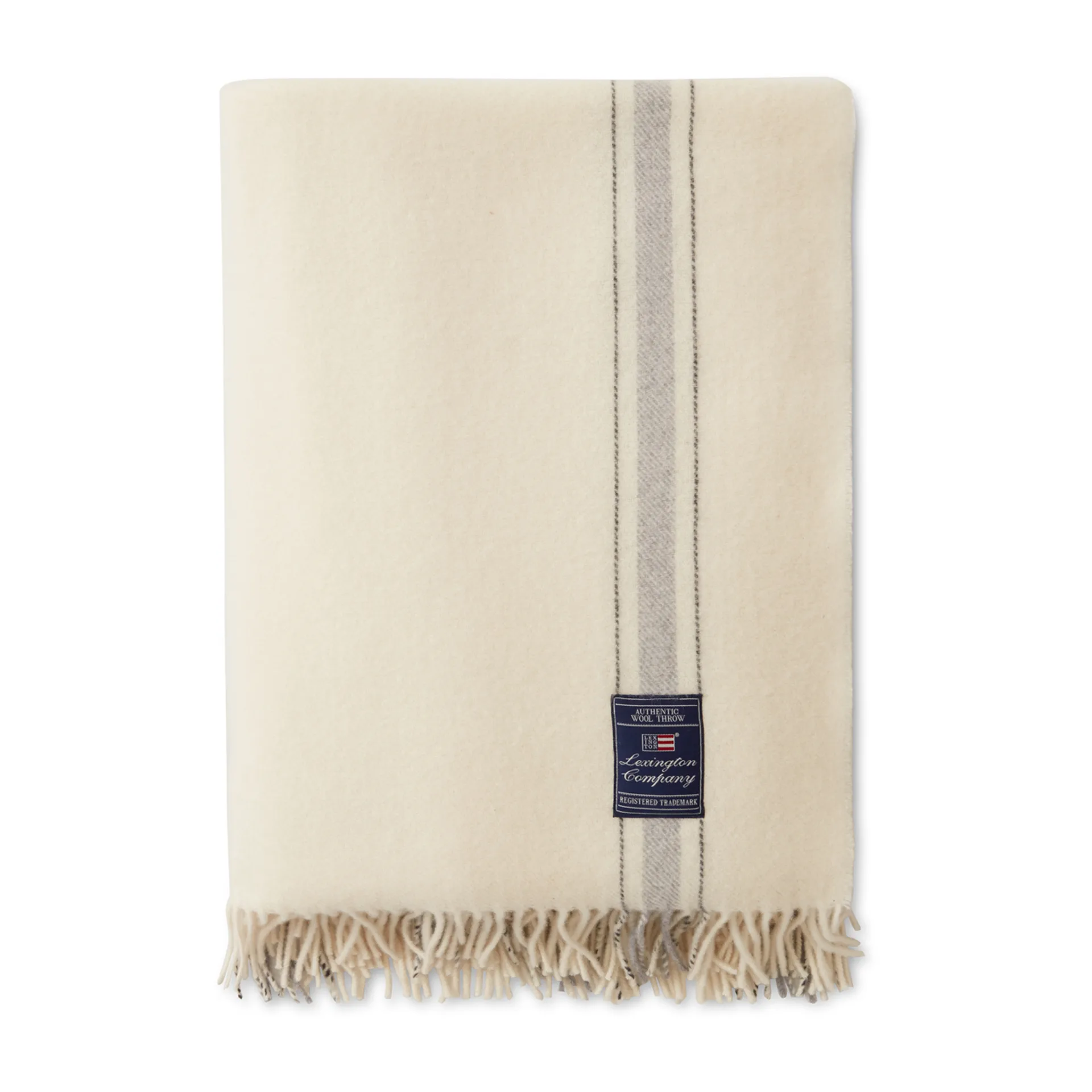 Striped Recycled ullpledd 130 x 170 cm, Offwhite-grå Lexington