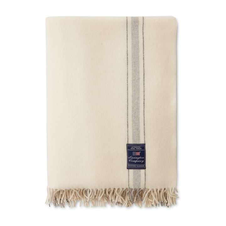 Striped Recycled ullpledd 130 x 170 cm - Offwhite-grå - Lexington
