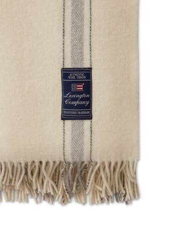 Striped Recycled ullpledd 130 x 170 cm - Offwhite-grå - Lexington