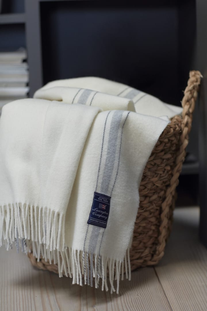 Striped Recycled ullpledd 130 x 170 cm - Offwhite-grå - Lexington