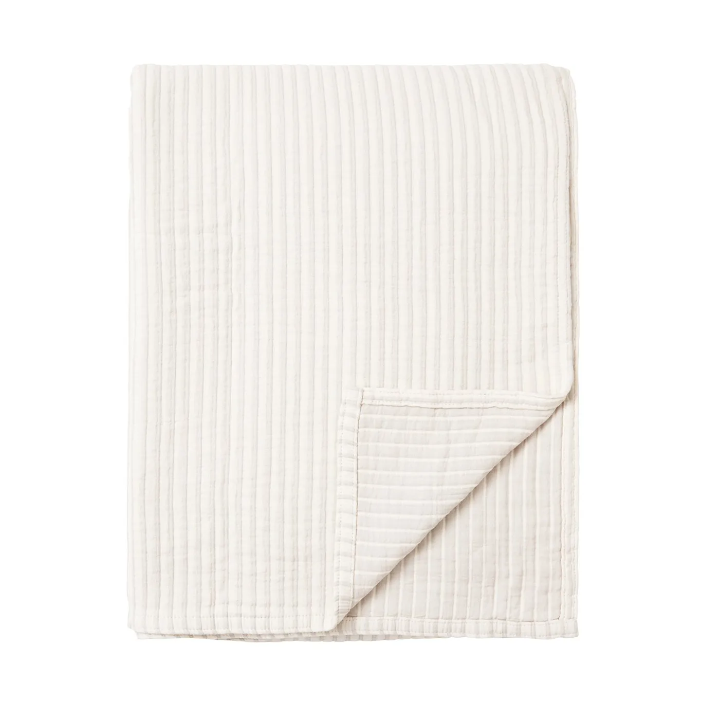 Striped Reversable Organic Cotton sengeteppe 260x240 cm, Off white Lexington