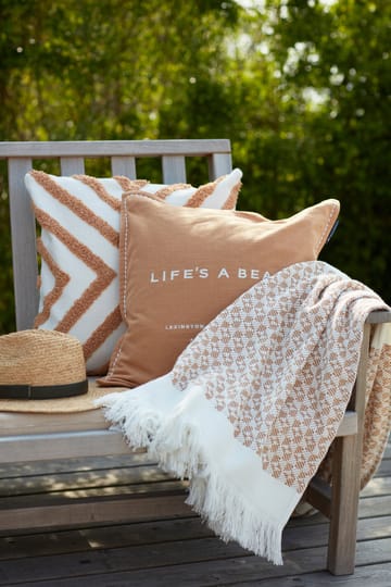 Striped Structured Recycled bomullspledd 130 x 170 cm
 - Beige-hvit - Lexington
