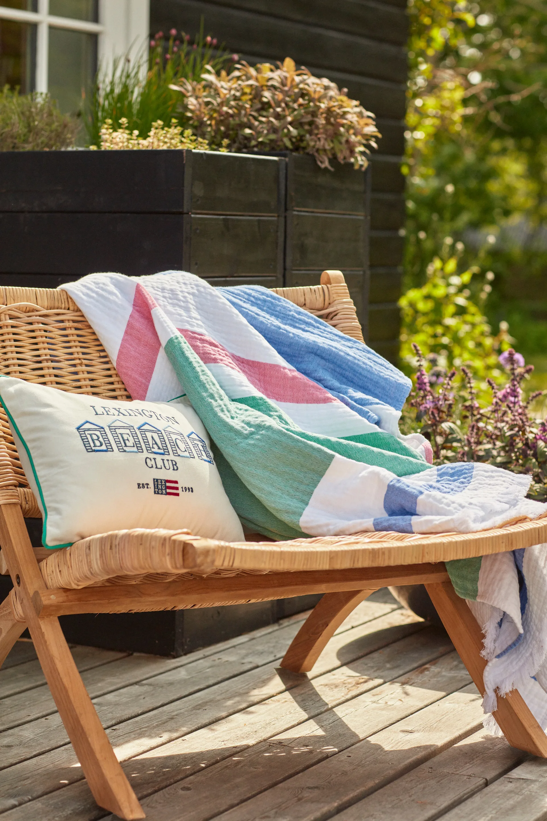 Striped vaflet bomullspledd 130 x 170 cm, Multi Lexington