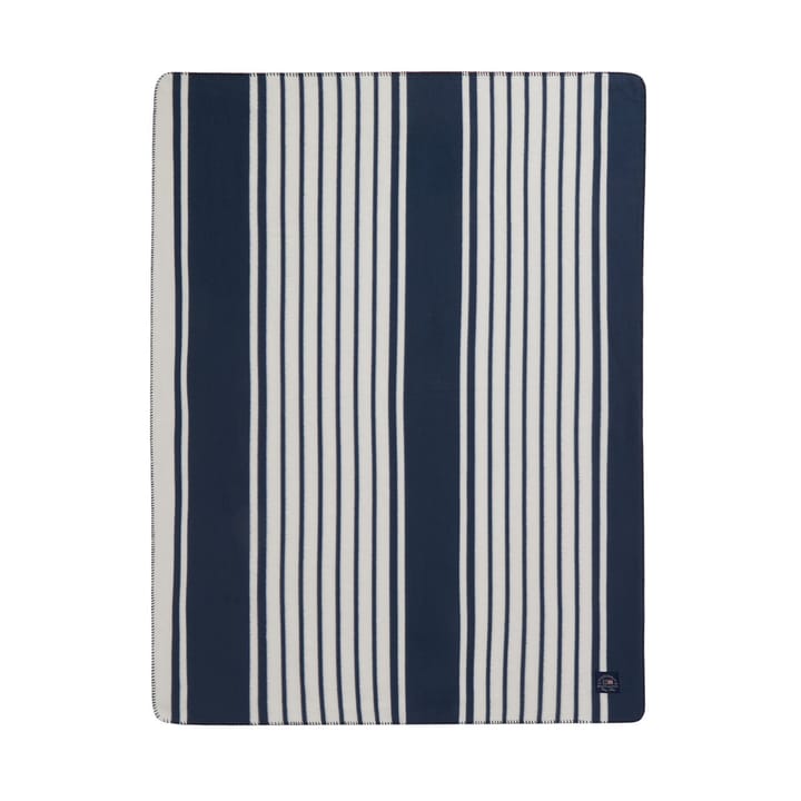 Stripet Reycled Polyester fleecefilt 130x170 cm - Navy - Lexington