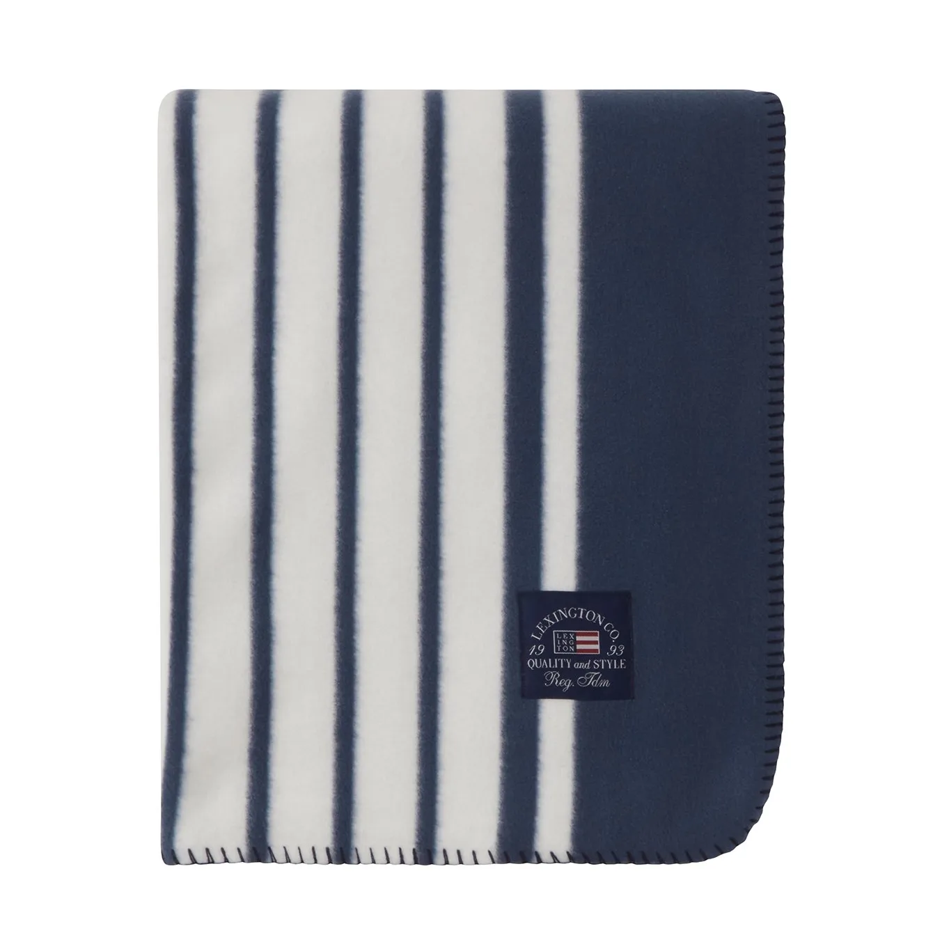 Stripet Reycled Polyester fleecefilt 130x170 cm, Navy Lexington