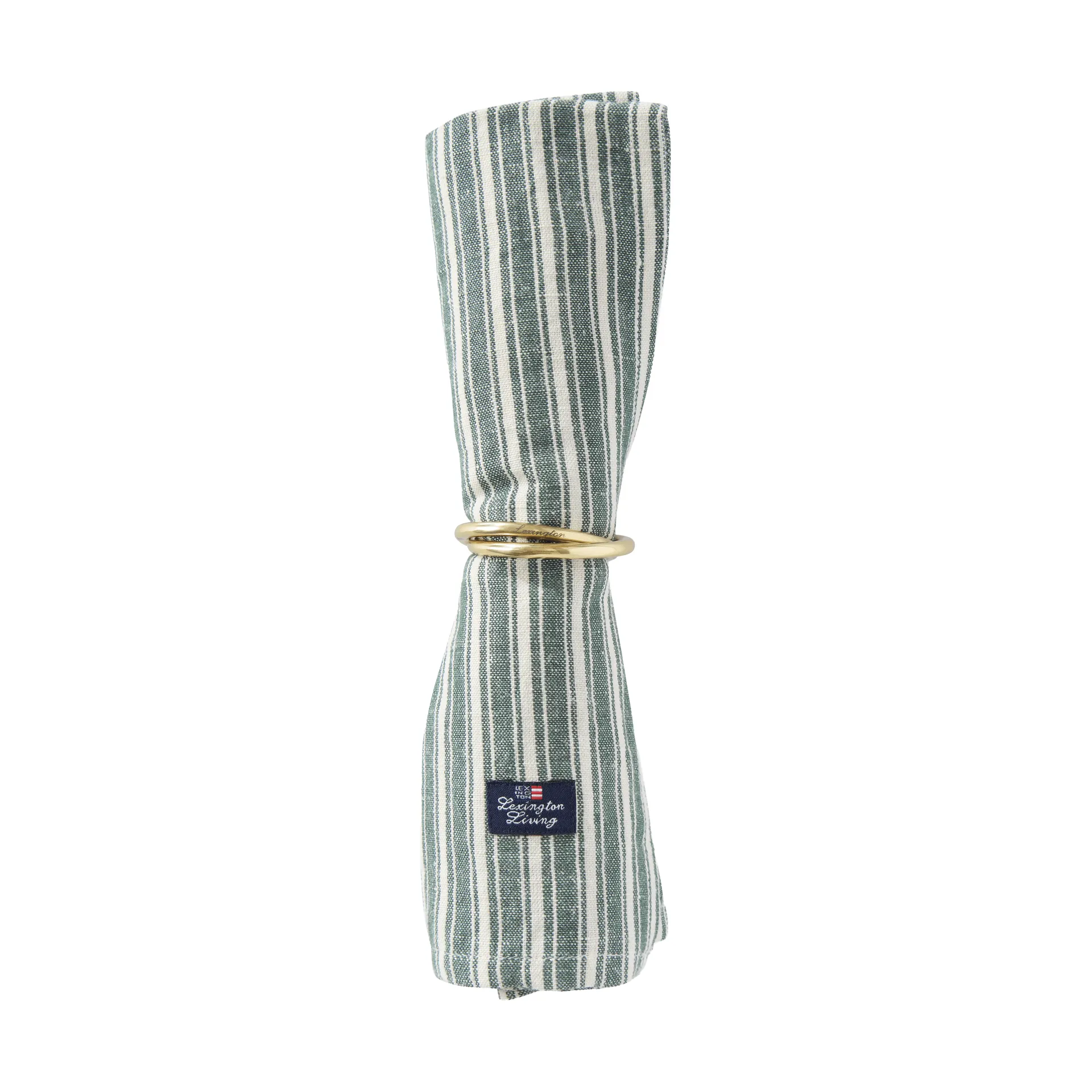 Stripete linservietter, Green-lys beige, 50x50 cm Lexington